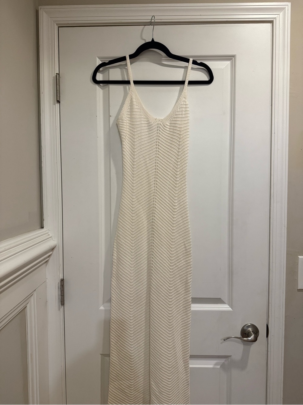 Princess Polly Cream Chevron Knit Maxi Slip Dress